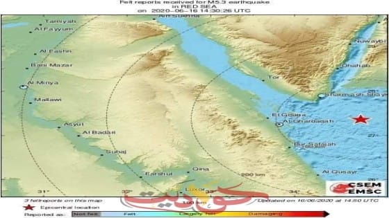 بقوة 5.3 ريختر .. زلزال يضرب مدينتي الغردقة وسفاجا