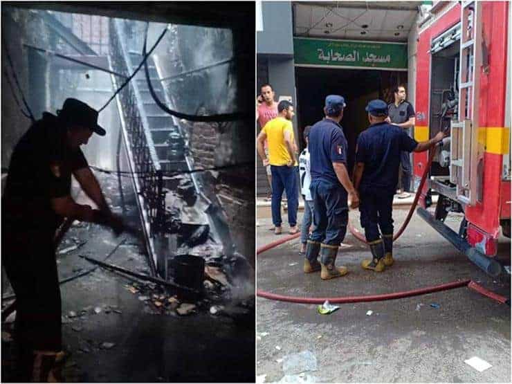  بالصور .. حريق داخل مسجد عقب صلاة الفجر والحماية المدنية تسيطر عليه