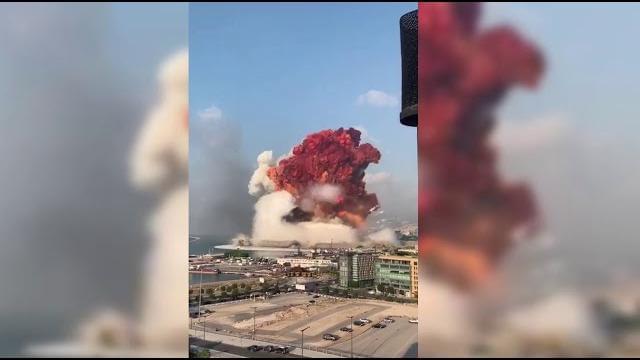 شاهد .. لحظة وقوع إنفجار العاصمة اللبنانية بيروت