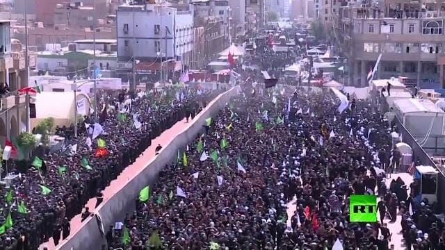 شاهد بالفيديو .. الالاف الشيعه بالعراق يشاركون فى إحياء ذكرى عاشوراء