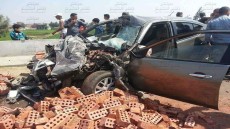 بالأسماء .. مصرع وإصابة 2 إثر تصادم سيارتان نقل أعلى الدائرى الأوسطى بالبدرشين