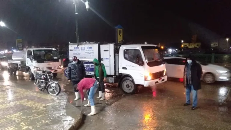مياه دمياط:  تتابع عمليات شفط مياه الأمطار مع رفع درجة الاستعداد القصوى لمجابهة سوء الأحوال الجوية