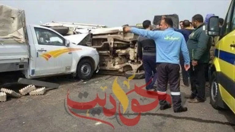 بالأسماء .. مصرع وإصابة 12 في حادث تصادم على الطريق الإقليمي بالعياط