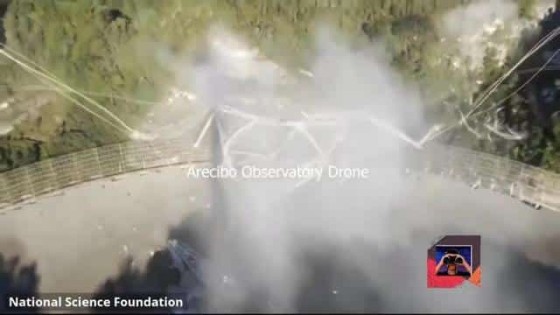 شاهد بالفيديو .. لحظة انهيار منصة تلسكوب “اريسيبو” اللاسلكي العملاق