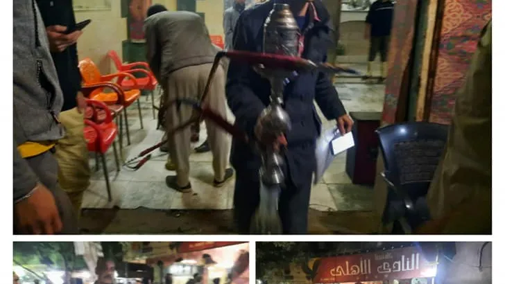 حدث ليلاً فى الحوامدية .. غلق وتشميع محلى الشريحة الخضراء للموبيلات وكافيه نت .. مصادرة الشيش من مقهى ضى القمر بمجمع المدارس