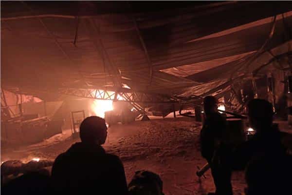 حريق هائل بمخزن للبلاستيك بطريق «طلخا - شربين» في الدقهلية