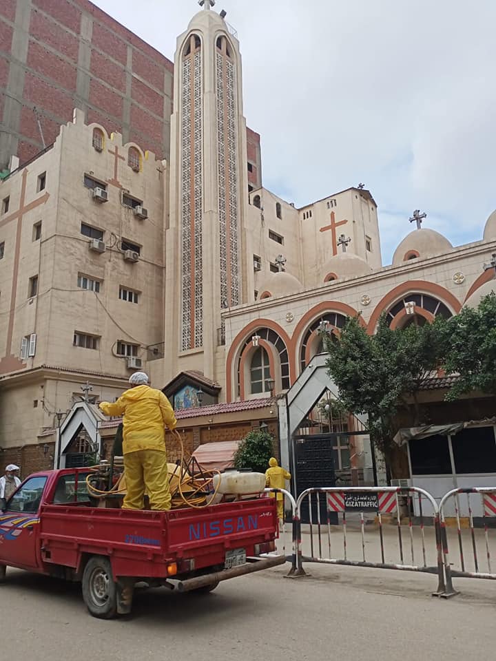 بالصور.. حى العمرانية بالجيزة ينفذ حملات تطير للشوارع للوقاية من كورونا