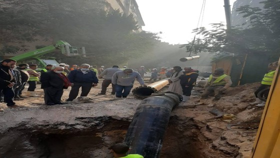 رئيس الشركة القابضة يتابع أعمال الإصلاح لخط مياه الشرب بالزمالك