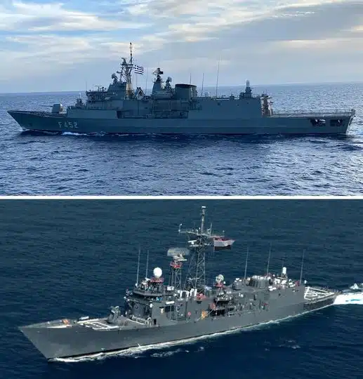 القوات البحرية المصرية واليونانية تنفذان تدريباً بحرياً عابراً فى نطاق الأسطول الشمالى