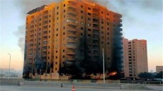 برج دائرى الهرم المشتعل منذ 3 ايام