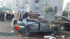 المعاينة تكشف كواليس مصرع زوجين في حادث تصادم سيارتهما بسلم خرساني في العياط