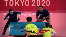 الثنائي المصري يودع طوكيو بعد هزيمته فى تنس الطاولة ضد الفريق الكوري