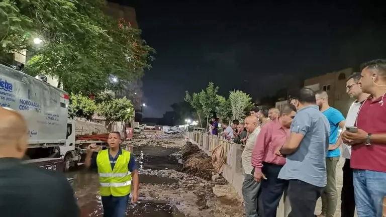 مياه الجيزة: إصلاح كسر بخط طرد محطة صرف صحي شبرامنت بالجيزة