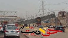 شاهد بالصور .. سقوط كوبري مشاة بمدينة 6 أكتوبر