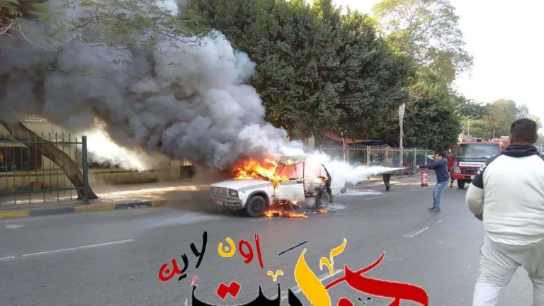 بسبب انفجار تنك الغاز .. اشتعال النيران فى سيارة اجرة بالجيزة .. اعرف التفاصيل