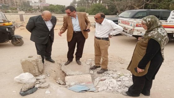 تصدع بكوبرى مزلقان منى الامير فى الحوامدية .. الشهابى يعاين موقع الهبوط .. هذه هى تعليمات المحافظ