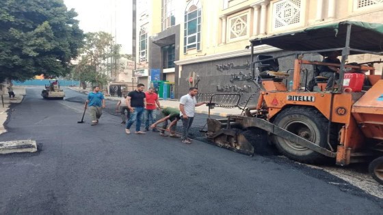 محافظة الجيزة : رصف وتطوير شوارع بورسعيد وعبد المنعم اسماعيل وعلوبه وامون والغاز بالبدرشين وشمال والعمرانية والوراق