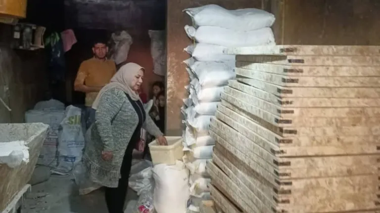محافظة الجيزة: ضبط ومصادرة 1.8 طن دقيق بلدي مدعوم يستخدم بالمخابز السياحيه بهذه المنطقة