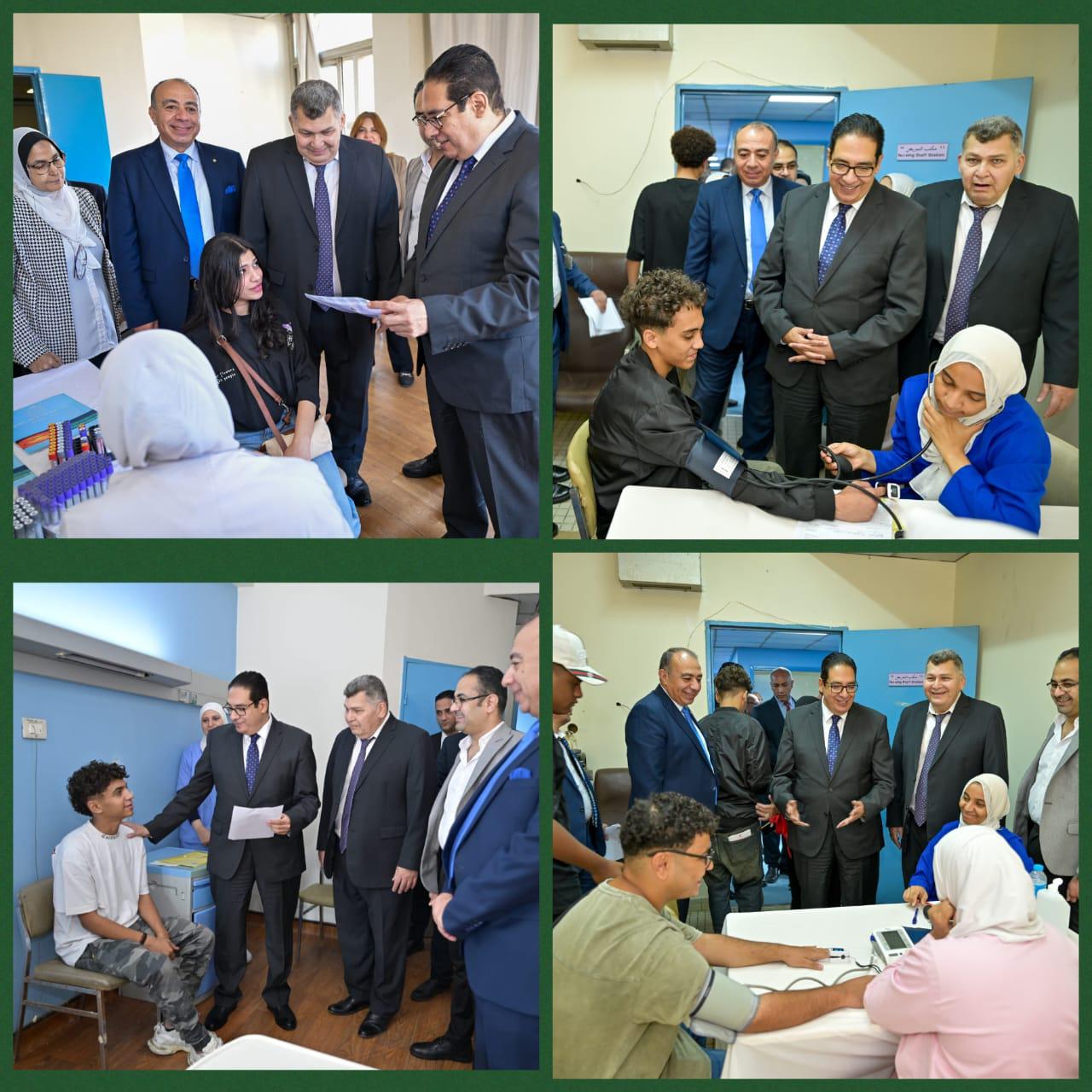 رئيس جامعة القاهرة يتفقد الكشف الطبي لطلاب الجامعة الأهلية بالفرنساوي ويوجه بتوفير بيئة آمنة وسرعة إنهاء الإجراءات