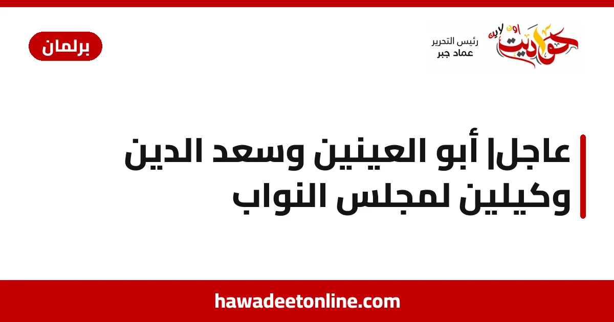 عاجل| أبو العينين وسعد الدين وكيلين لمجلس النواب