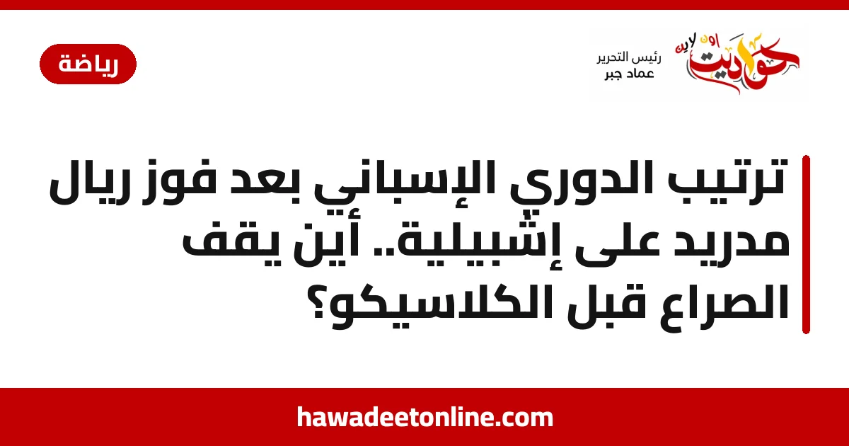 ترتيب الدوري الإسباني بعد فوز ريال مدريد على إشبيلية.. أين يقف الصراع قبل الكلاسيكو؟